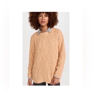 NWT Free People Isla Camel Tan Cable Knit Sweater